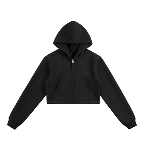 Essential Cropped Zip-Up Hoodie