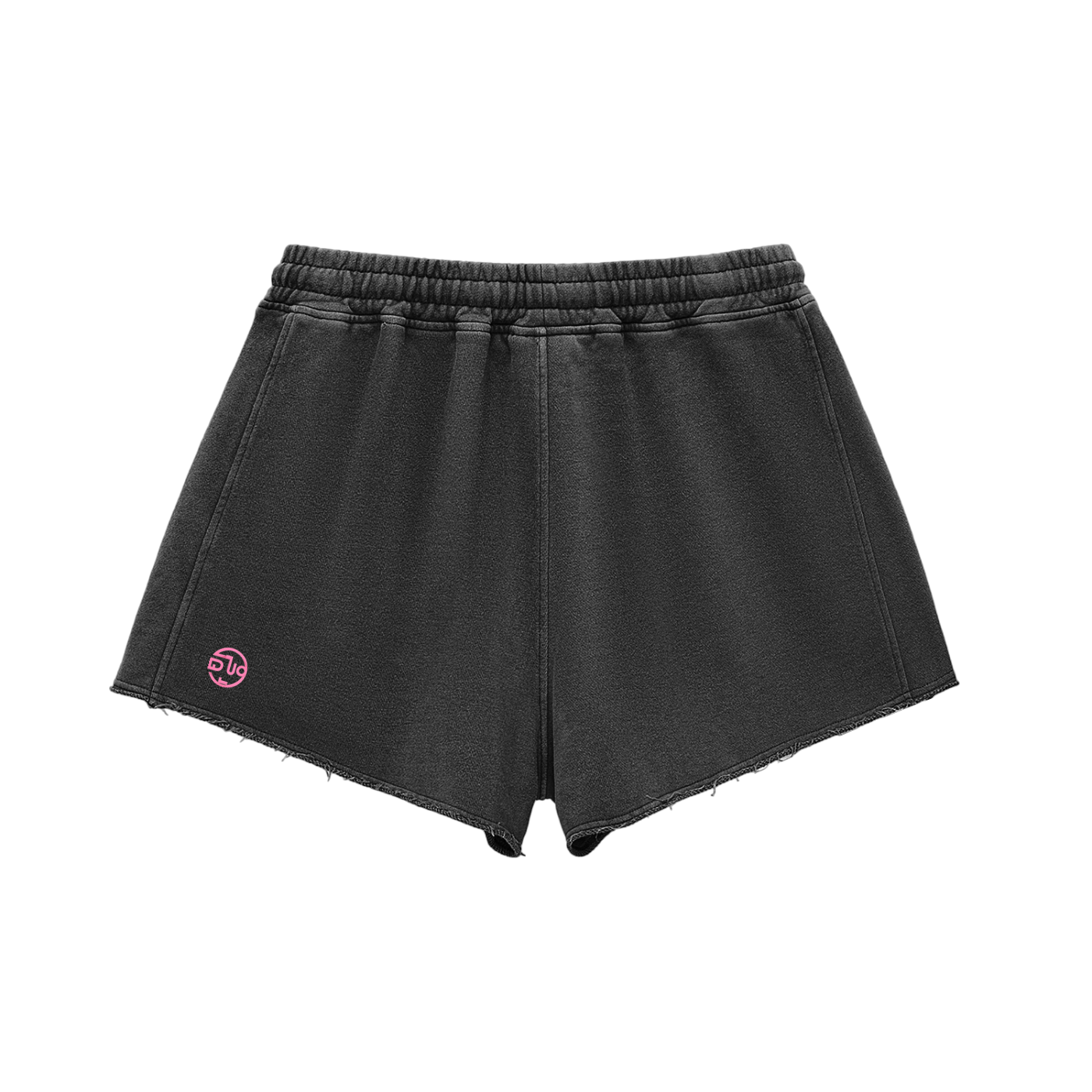 Snow Washed Raw Edge Drawstring Shorts